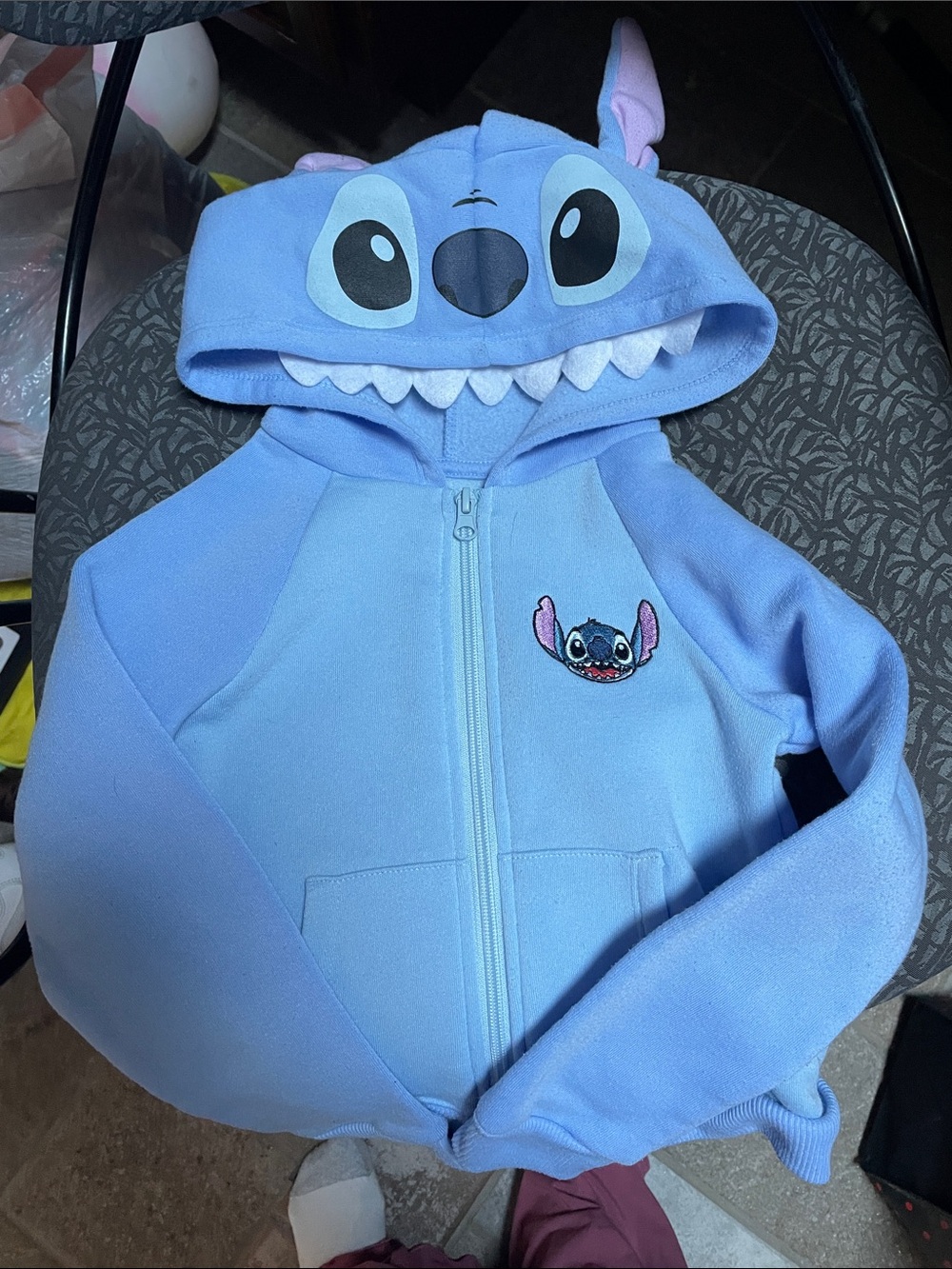 Disney Light Blue Stitch Character Zip Hoodie